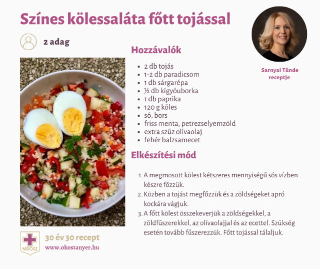 Sarnyai Tünde receptje - Színes kölessaláta főtt tojással 