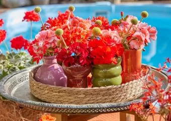 Étvágygerjesztő virágköltemények - Néhány színpompás asztaldísz muskátlival